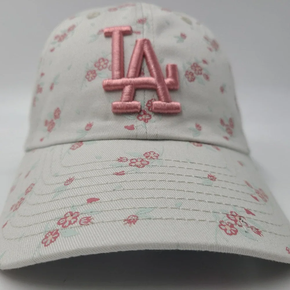 Women Los Angeles Dodgers Hat Strapback New Era Gray Pink Floral All Over Print